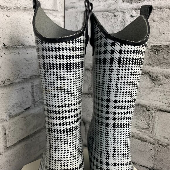 Daily Shoes Plaid Western Pointed Toe Rubber Rain Boots - Picture 5 of 10